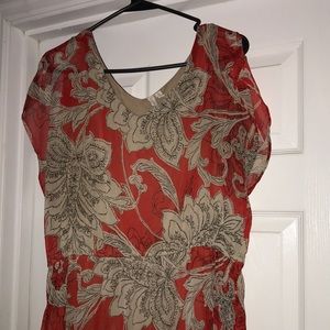 Madison red and tan floral dress